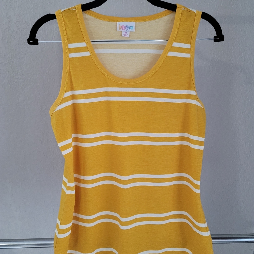 LulaRoe Yellow & White tank top